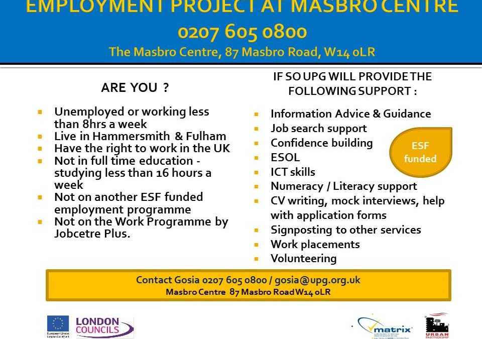 Employment Project at Masbro Centre